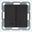 Выключатель 2-кл. 10А IP20 с подсветкой механизм антрацит Jasmart G3023NB