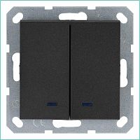 Выключатель 2-кл. 10А IP20 с подсветкой механизм антрацит Jasmart G3023NB