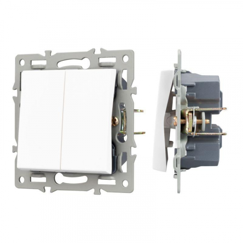 Механизм выключателя двухклавишный проходной SWT-MKP2-PL-WH (250В 16А) Arlight 043727