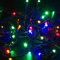 Гирлянда светодиодная "Нить" 10м 100LED RGB 230В свечение с динамикой провод ПВХ черн. Neon-Night 245-408