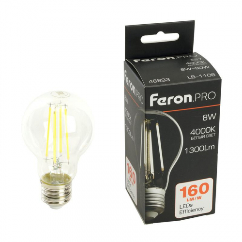 Лампа светодиодная LB-1108 8Вт 4000К E27 1300лм 175-265В FERON 48893