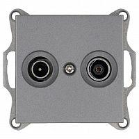 Розетка телевизионная проходная TV + FM 2-м Ф9.5мм механизм алюм. Jasmart G6205S