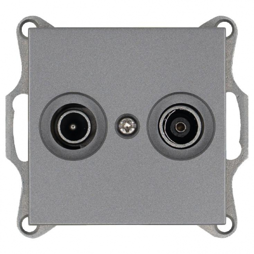 Розетка телевизионная проходная TV + FM 2-м Ф9.5мм механизм алюм. Jasmart G6205S