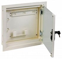 Шкаф сетевой LINEA R 400х400мм мультимедиа стекл. бел. RAL9016 ITK LR16-4H41-G