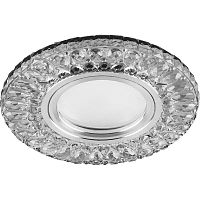 Светильник CD906 50Вт G5.3 MR16 потолочн. встраив. со светодиод. подсветкой 15LEDх2835 SMD 4000К с драйвером в комплекте бел. хром FERON 28849