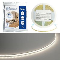 Лента LS532 COB 320SMD(2110)/ 10Вт/м 24В 5000х5х1.8мм 4000К IP20 (уп.5м) FERON 51845