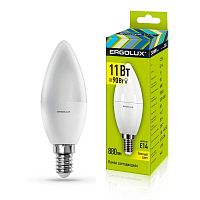 Лампа светодиодная LED-C35-11W-E14-3K 11Вт свеча матовая 3000К тепл. бел. E14 220-240В Ergolux 13618