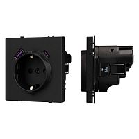 Розетка ARL NOBE SCT-MUAC-SFPL-BK 16А 250В с заземл. со шторками с USB тип А+С софт-тач черн. оникс Arlight 054285(1)