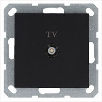 Розетка телевизионная оконечная TV Ф9.5мм механизм черн. матов. soft touch Jasmart G6001PB