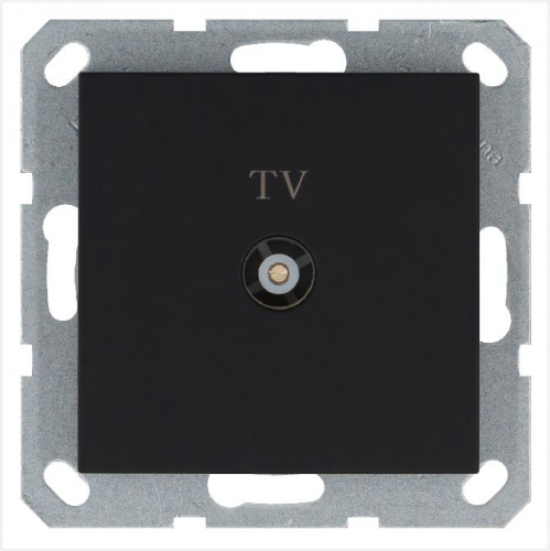 Розетка телевизионная оконечная TV Ф9.5мм механизм черн. матов. soft touch Jasmart G6001PB