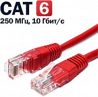 Патч-корд U/UTP, кат.6, 26AWG(7x0.16 мм), чистая медь, LSZH, красный, 2 м Filum FL-U6-C-LSZH-2M-R