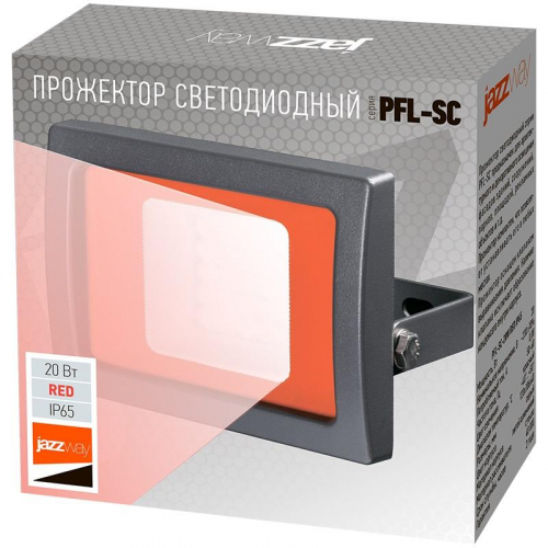 Прожектор светодиодный PFL-SC Red 20Вт IP65 190-260В ДО закален. стекло JazzWay 5010499 фото 5