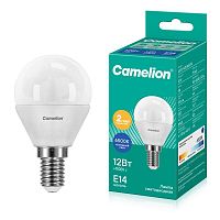 Лампа светодиодная LED12-G45/865/E14 12Вт шар матовая 6500К холод. бел. E14 220В Camelion 13697