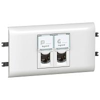 Механизм розетки комп. 2-м СП Mosaic New 2мод. RJ45 + RJ45 6E UTP с рам. с суппорт. для кабель-канала DLP Leg 078663