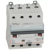Выключатель автоматический дифференциального тока 4п C 10А 300мА тип AC 10кА DX3 Leg 411204