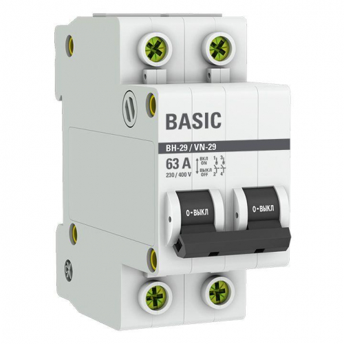 Выключатель нагрузки 2п 63А ВН-29 Basic EKF SL29-2-63-bas фото 3