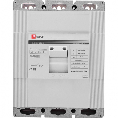 Выключатель автоматический 3п 800/400А 35кА ВА-99 PROxima EKF mccb99-800-400