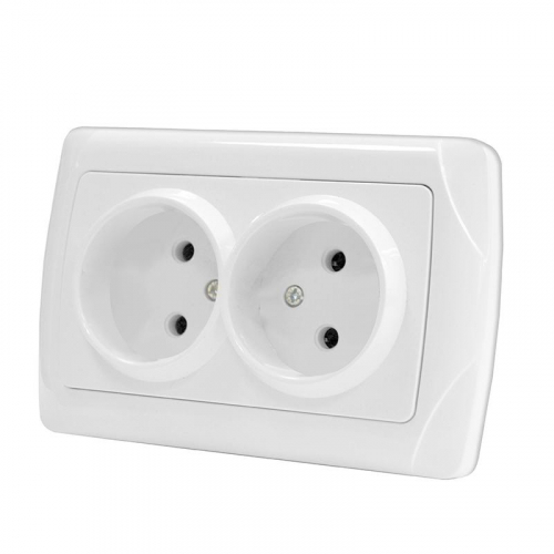 Розетка 2-м СП Маргарита 16А IP20 без заземл. бел. UNIVersal М0102 фото 2