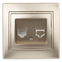 Розетка компьютерная 1-м СП Plano 1-303-04 RJ45 IP20 шампань Intro Б0030087