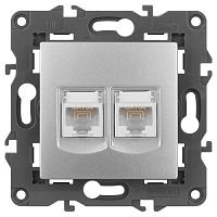 Розетка компьютерная 2-м Elegance 14-3108-03 RJ45 IP20 механизм алюм. Эра Б0034310