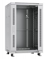 Шкаф монтажный телекоммуникационный напольный SH-05C-18U60/60 19дюйм 18U 600х600х988мм для распределит. и серверн. оборудования передн. стеклян. и задн. сплошн. метал. двери ручка с замком RAL сер. Cabeus 7043c