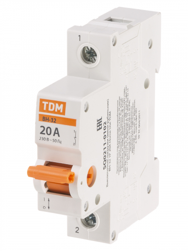 Выключатель нагрузки (мини-рубильник) ВН-32 1P 20A Home Use TDM фото 2