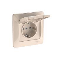 Розетка Glossa 16А IP20 с заземл. защ. шторки с крышкой быстрозажим. клем. в сборе беж. SE GSL000246S