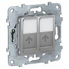 Механизм розетки компьютерная UNICA NEW RJ45 двойная кат.5е UTP алюм. SchE NU542030