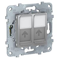 Механизм розетки компьютерная UNICA NEW RJ45 двойная кат.5е UTP алюм. SchE NU542030