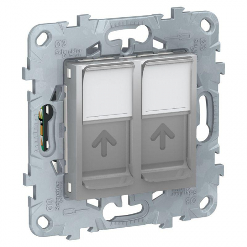 Механизм розетки компьютерная UNICA NEW RJ45 двойная кат.5е UTP алюм. SchE NU542030