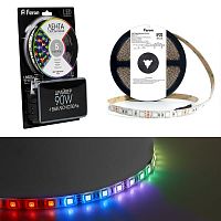 Лента светодиодная LS606 60SMD(5050)/м 14.4Вт/м 12В RGB c драйвером с адаптером с вилкой контроллером с пультом в комплекте (уп.5м) FERON 27706