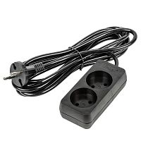 Удлинитель 2х3м без заземл. 10А Ultra S-CU2-3 BLACK черн. Uniel UL-00009976