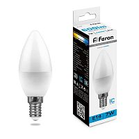 Лампа светодиодная LB-97 7Вт C37 свеча 6400К E14 230В FERON 25477