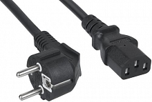 Кабель питания ПВС-АП 3x1.0 CEE 7/7 угловая - C13, 220/250В, 10А, чёрный, 1.8м Filum FL-PC-SH90/C13-C1-1.8-BK