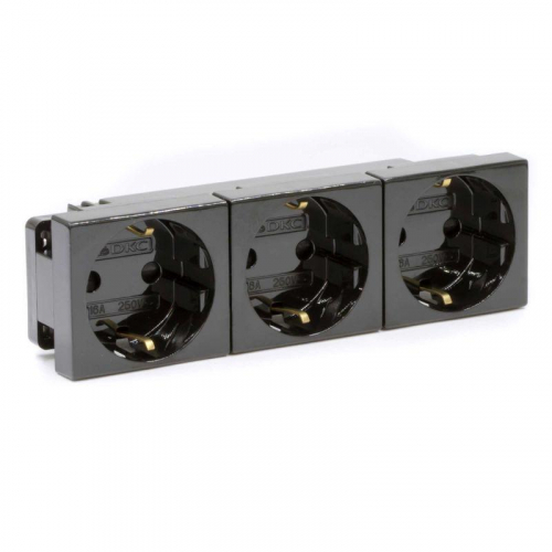 Розетка 3-м Viva 16А IP20 черн. DKC 45203 фото 2
