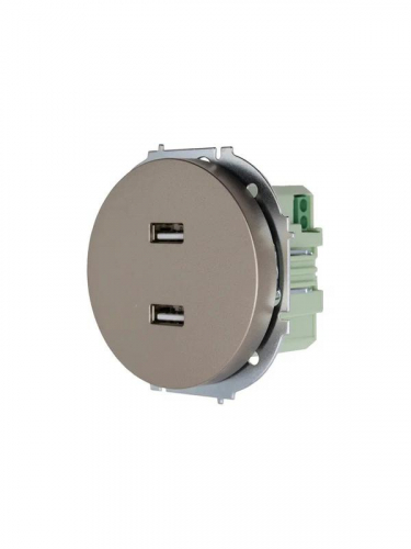 Розетка 2-м СП OSEN USB разъем механизм титан LEZARD 743-3788-192 фото 2