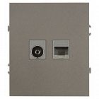 Розетка комбинированная СП Arktik RJ45 + TV 16А IP20 250В титан Эра Б0070500