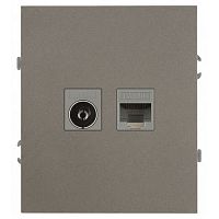 Розетка комбинированная СП Arktik RJ45 + TV 16А IP20 250В титан Эра Б0070500