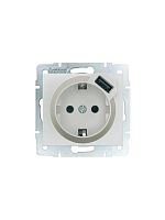 Розетка 1-м СП RAIN 16А IP20 с заземл. + USB механизм жемчуж./бел. перламутр. LEZARD 703-3088-181