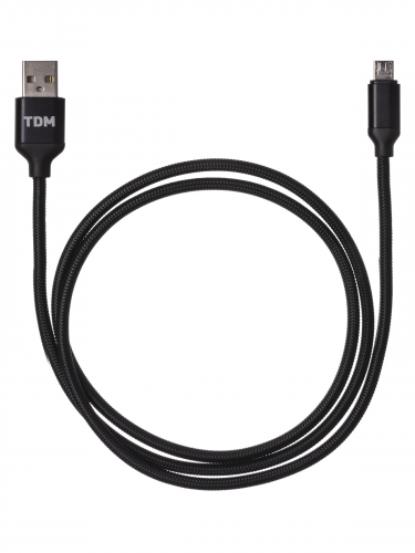 Дата-кабель, ДК 7, USB - micro USB, 1 м, тканевая оплетка, черный, TDM фото 2