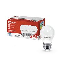 Лампа светодиодная LED-ШАР-VC 4PACK 11Вт 230В E27 6500К 1050лм (уп.4шт) IN HOME 4690612047898