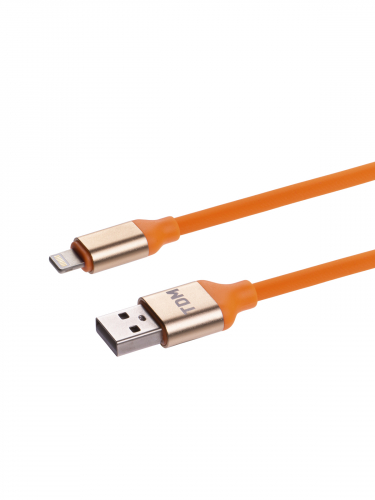 Дата-кабель, ДК 15, USB - Lightning, 1 м, силиконовая оплетка, оранжевый, TDM фото 3