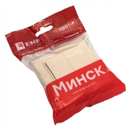 Выключатель 2-кл. СП Минск 10А IP20 беж. EKF ERV10-023-20 фото 2