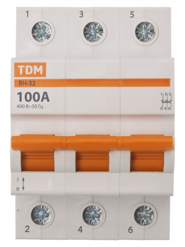 Выключатель нагрузки (мини-рубильник) ВН-32 3P 100A Home Use TDM фото 3