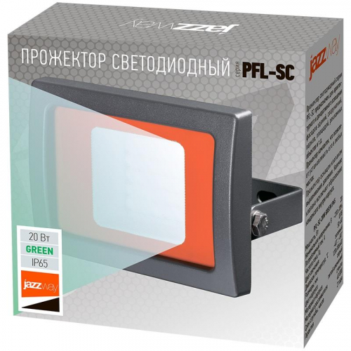 Прожектор светодиодный PFL-SC Green 20Вт IP65 190-260В ДО закален. стекло JazzWay 5010451 фото 5