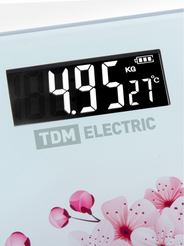 Весы электронные напольные "Сакура", стекло, деление 0,01 кг, макс. 180 кг, 28х28 см, TDM фото 8