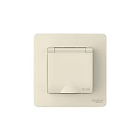 Розетка 1-м СП Blanca 16А IP44 250В с заземл. защ. шторки с крышкой молочн. SE BLNRS441112