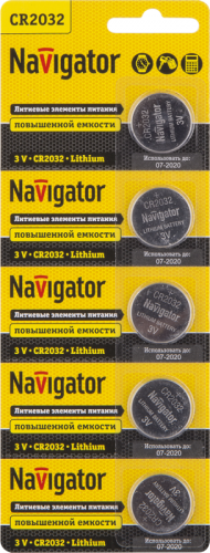 Элемент питания литиевый CR2032 94 765 NBT-CR2032-BP5 (блист.5шт) Navigator 94765