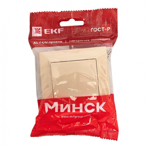 Выключатель 1-кл. СП Минск 10А IP20 беж. EKF ERV10-021-20 фото 2