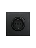 Розетка 1-м СП ZIMA IP20 + USB с заземл. механизм черн. бархат LEZARD 704-4288-181